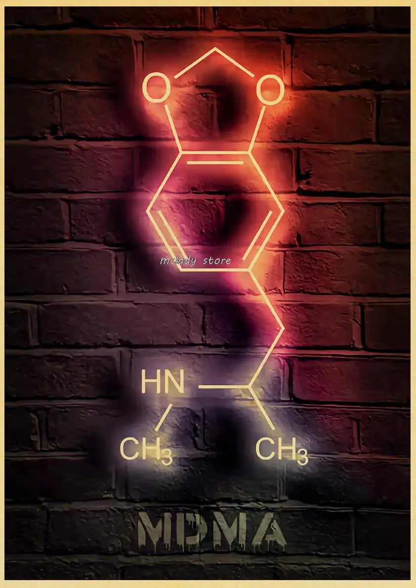 Neon Molecules Neon Poster