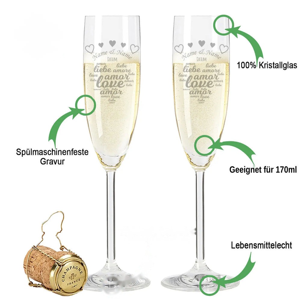 Stölzle Lausitz Sektglas mit Gravur im "Amore" Design