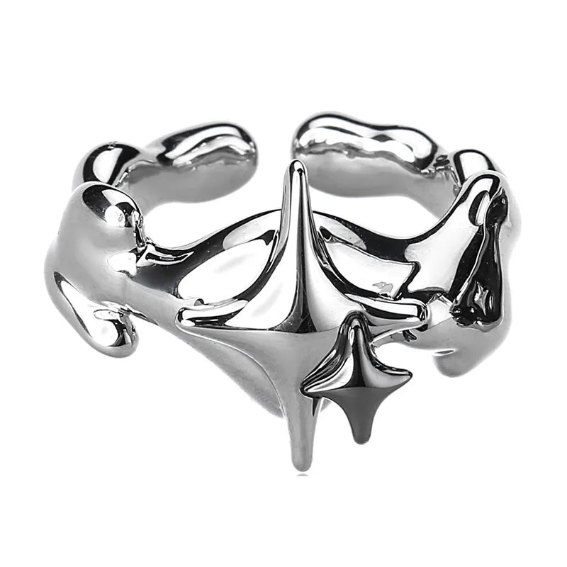 Silberfarbener Sterne Ring