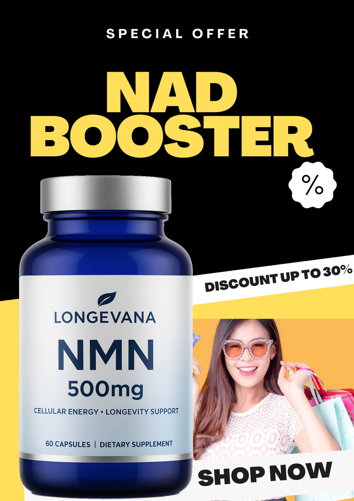 NMN 500mg – Nicotinamide Mononucleotide Capsules | Longevana