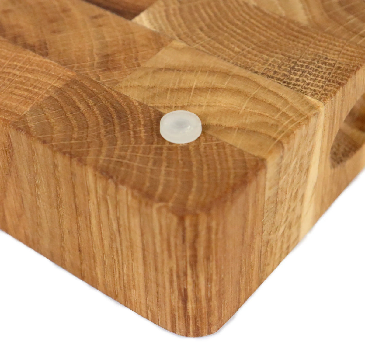 Stirnholz Schneidebrett Eiche 40x30x4cm – Mit Saftrille & Griffen