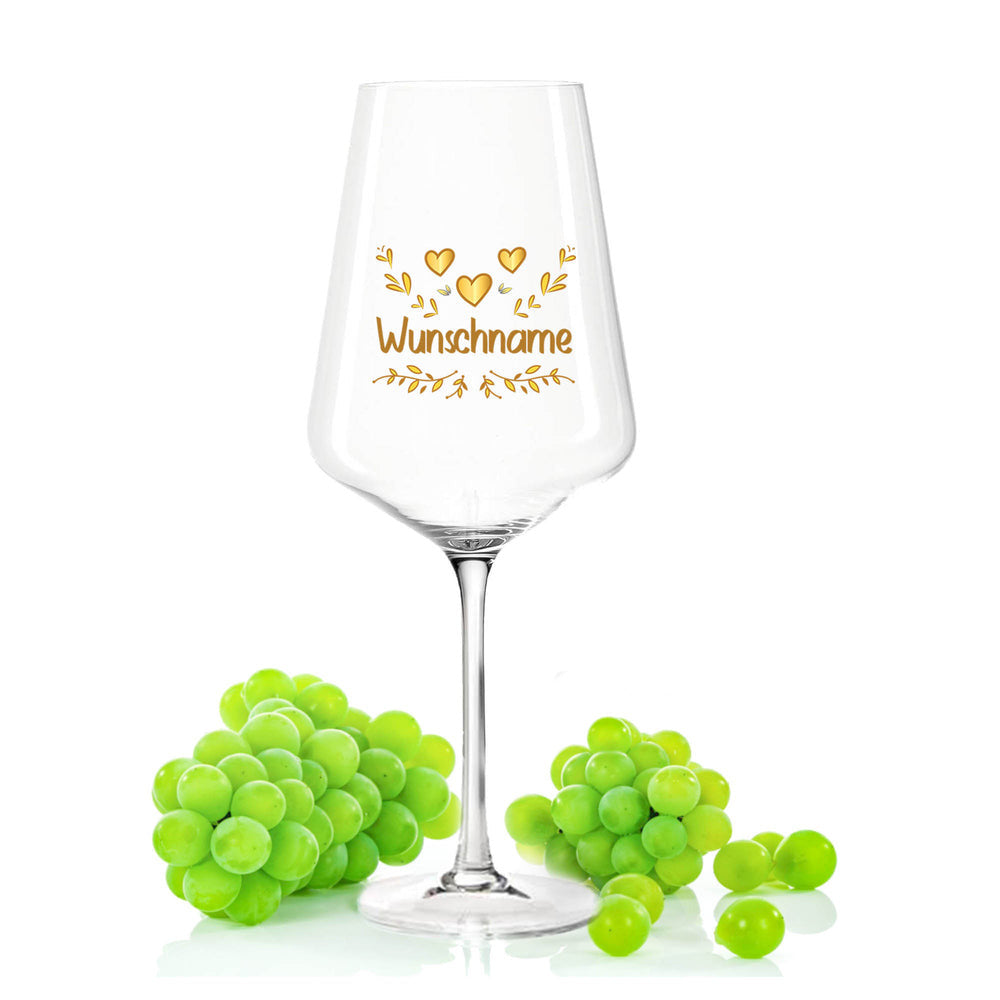 Stölzle Lausitz Weinglas mit UV-Druck "Herzensmensch Floral Gold" Design
