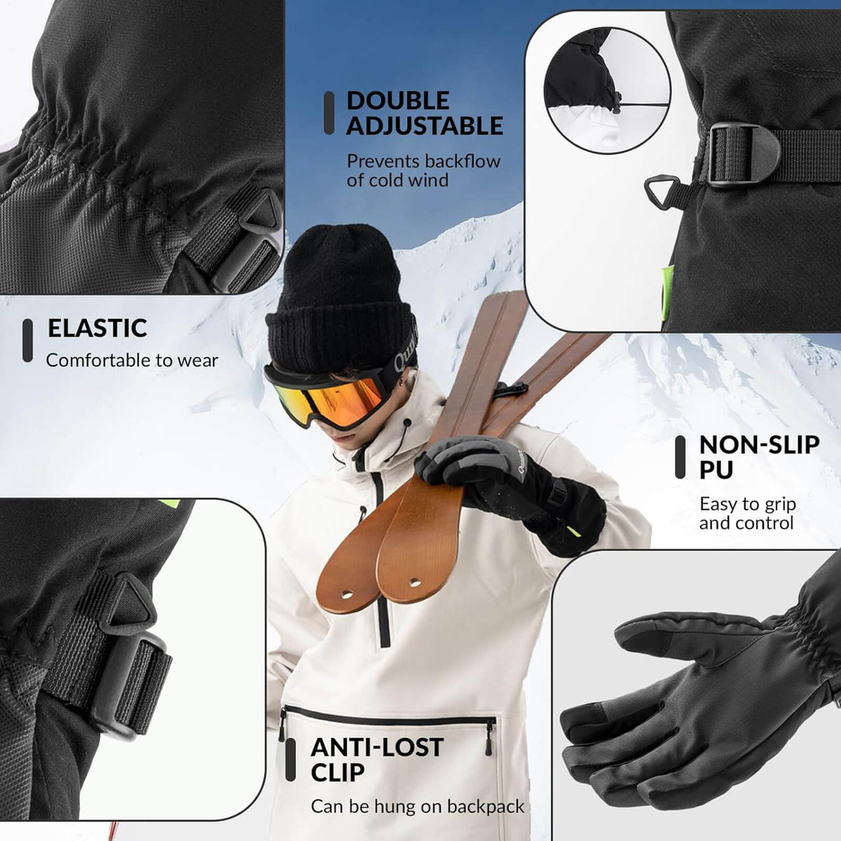Qunature Skihandschuhe wasserdicht
