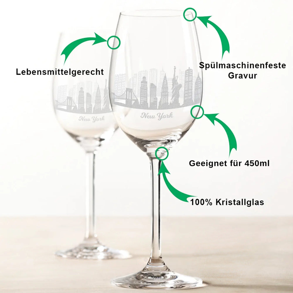 Stölzle Lausitz Weingläser mit Gravur - Skyline New York im Set