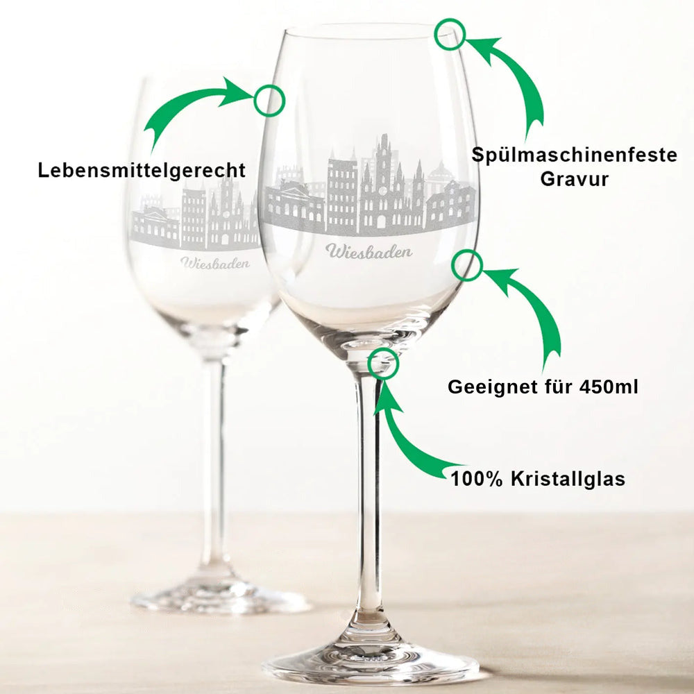 Stölzle Lausitz Weingläser mit Skyline Wiesbaden Gravur im Set