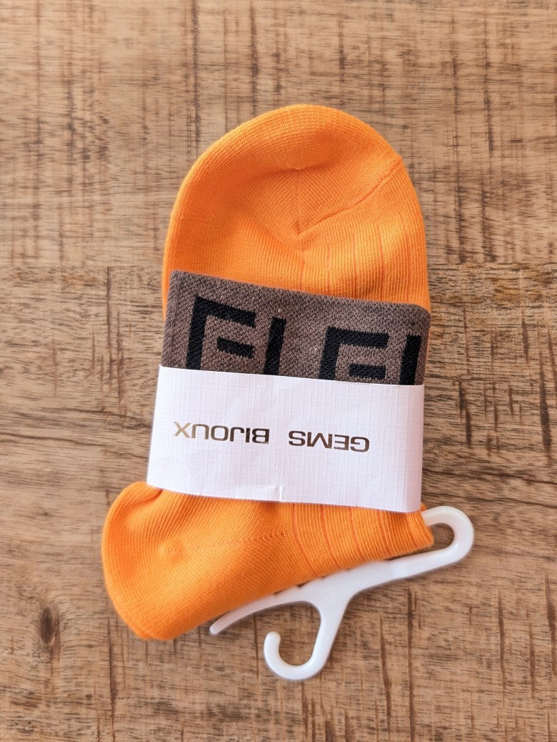 Socken Fendi Style Orange mit Braun Schwarz, Baumwolle - Einheitsgröße mit perfekter Fußanpassung