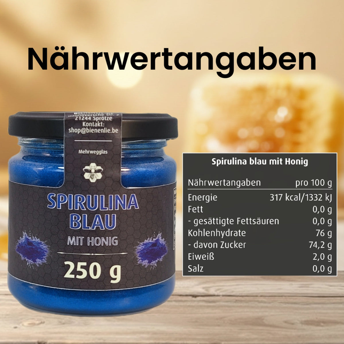 Spirulina Blau mit Honig - mild & cremig | 250g