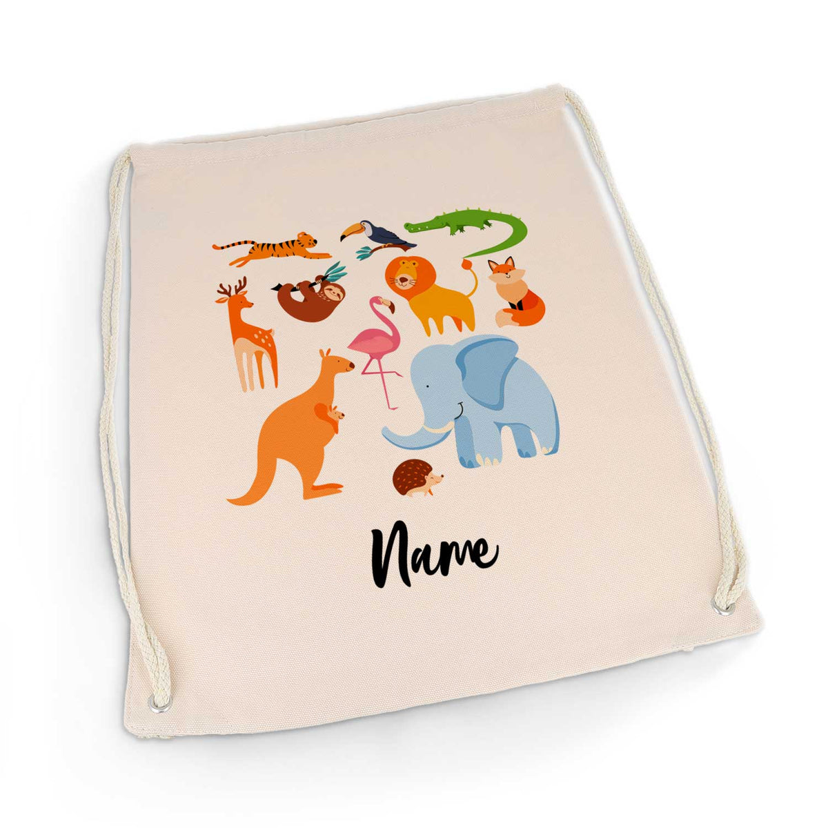 Bedruckter Turnbeutel für Kinder im Zootiere Design