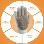 Spülhandschuhe aus Silikon mit Wash Scrubber - Grau