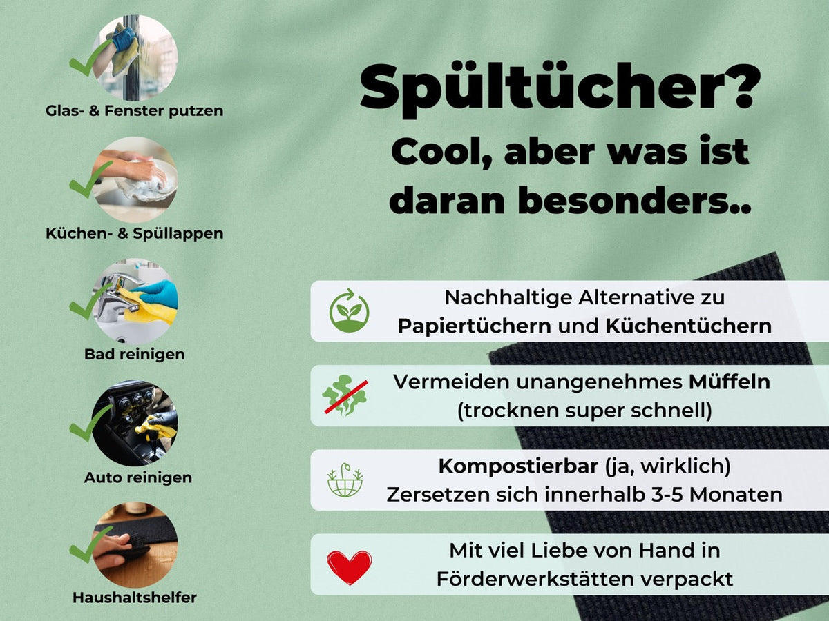 Geschenkset schwedische Spüllappen Schwarz (2x)