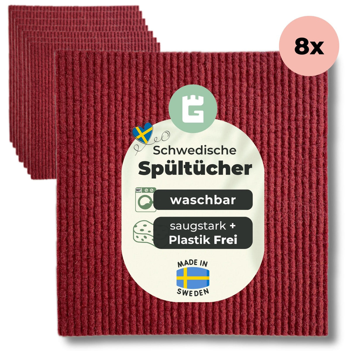 Spüllappen Rotwein Winter Edition - saugstarke Schwammtücher Plastikfrei
