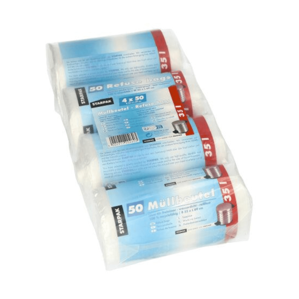 Starpak Müllbeutel 35 l transparent H 69 x B 55 cm | Folie (200 Stück)