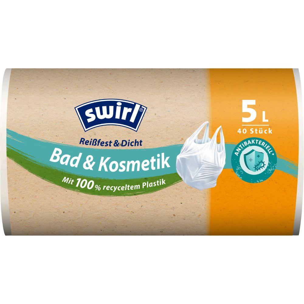 Swirl Tragegriff-Müllbeutel Bad- & Kosmetik 5 l Reißfest & Dicht | Rolle (40 Beutel)