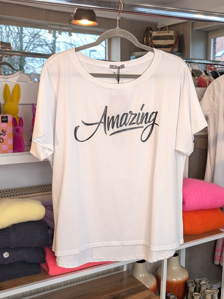 T-Shirt Amazing Weiß Schwarz 100% Baumwolle One Size