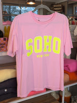 T-Shirt SOHO Pink Neon Gelb, aus Baumwolle, One Size