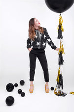 Girlande Quasten Schwarz-Gold | 12Stk./200cm