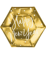 Pappteller "Happy New Year" 20cm/6Stk. | Gold
