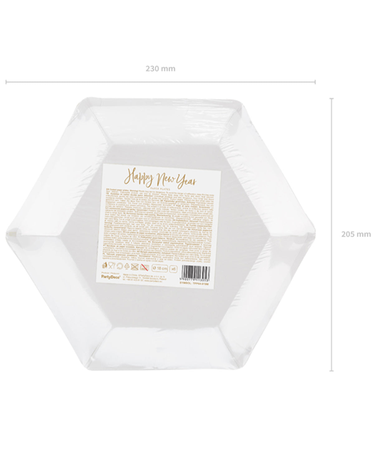 Pappteller "Happy New Year" 20cm/6Stk. | Gold