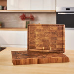 Lichtenberg Designer Stirnholzbrett Eiche 45x30x4cm – Massives Unikat-Schneidebrett