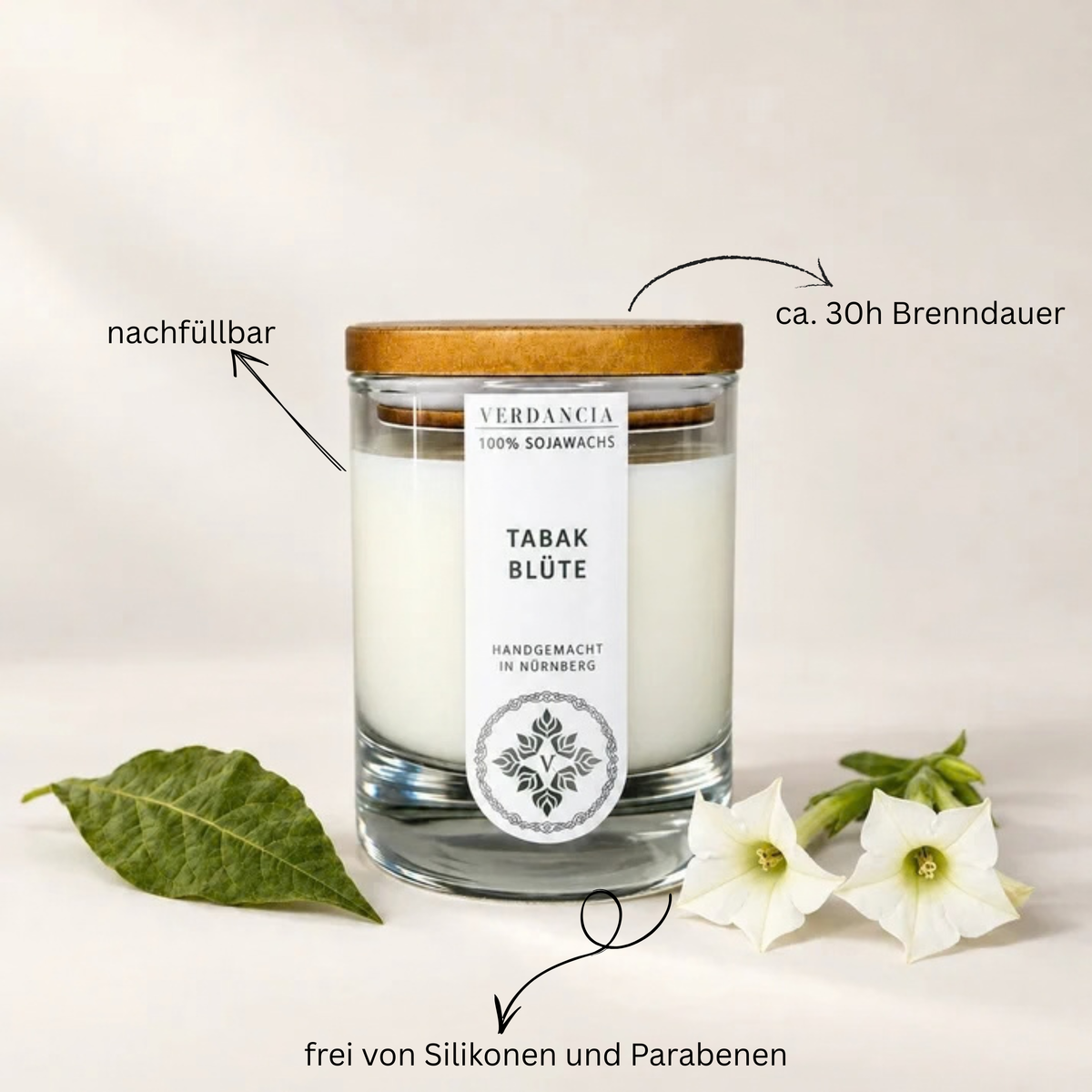 Tabakblüte | Duftkerze Sojawachs - Geruchsüberdeckend – warm & elegant