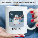 Bedruckte Tasse mit Weihnachtsmotiv - Winterfreuden mit Name