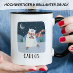 Bedruckte Tasse mit Weihnachtsmotiv - Winterfreuden mit Name