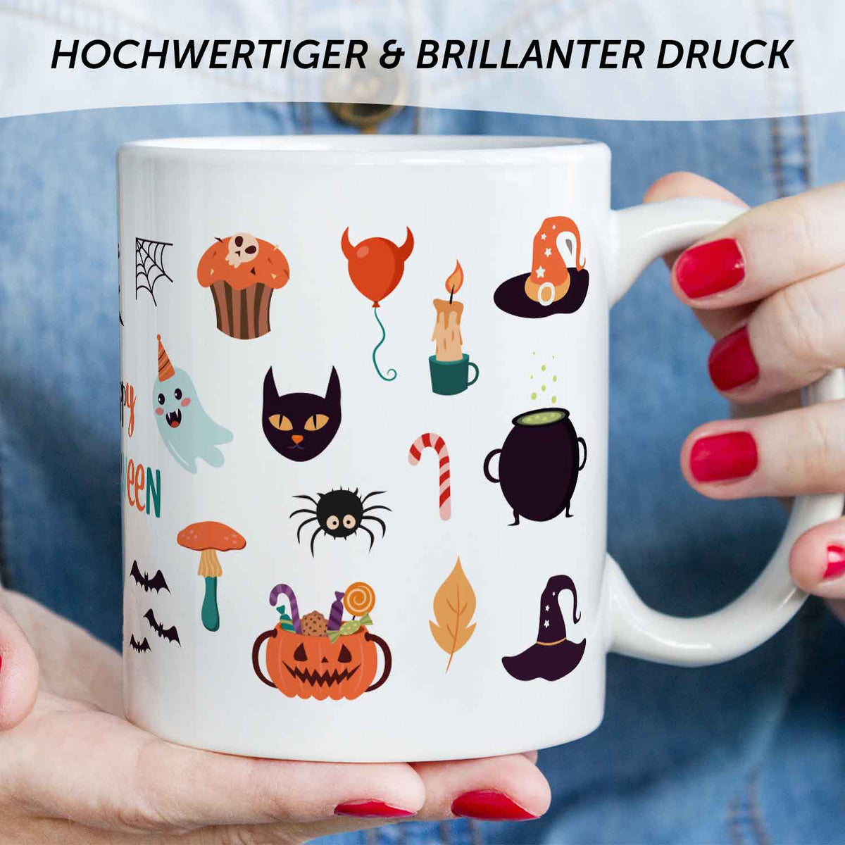 Bedruckte Tasse im Halloween Motive Design