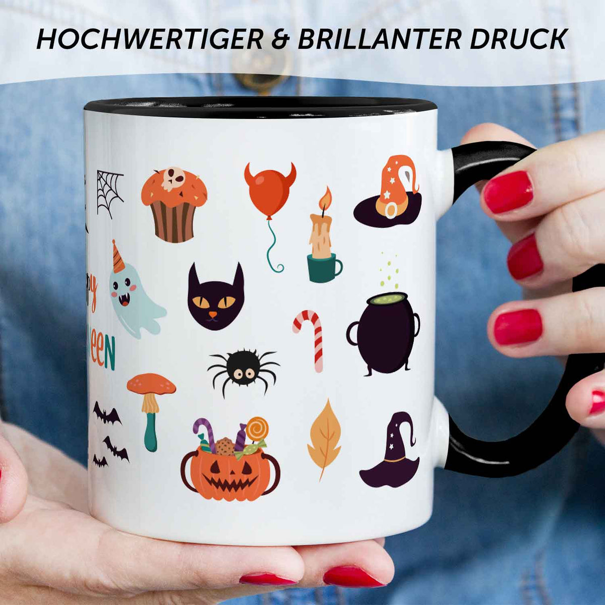 Bedruckte Tasse im Halloween Motive Design