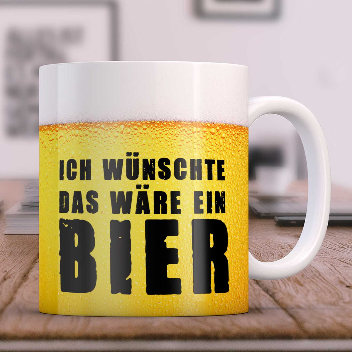 Bedruckte Tasse Ich wünschte das wäre ein Bier