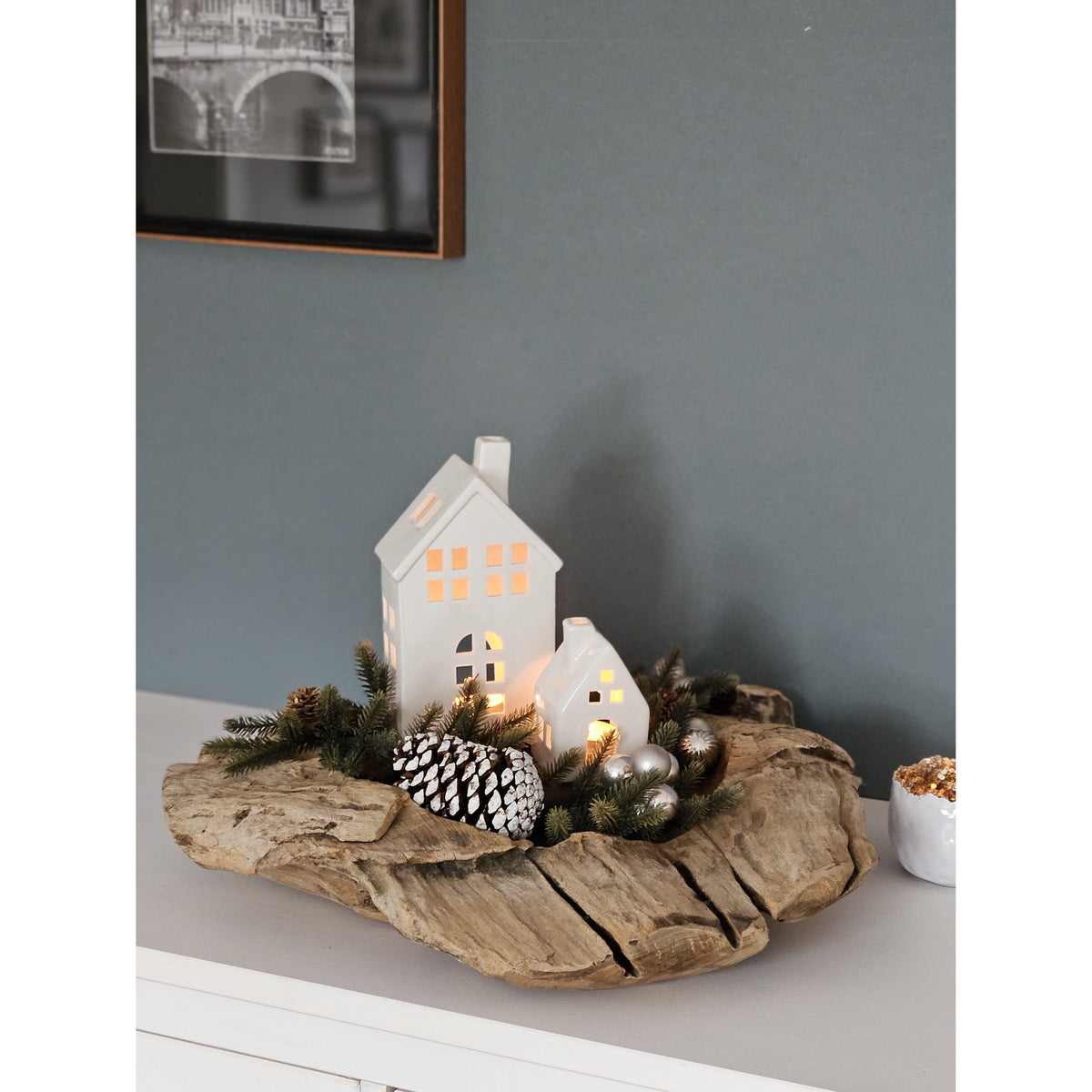 Dekoschale Naturschale Teak Holz rund Ø 50 cm Schale braun massiv stabil Obstschale XL
