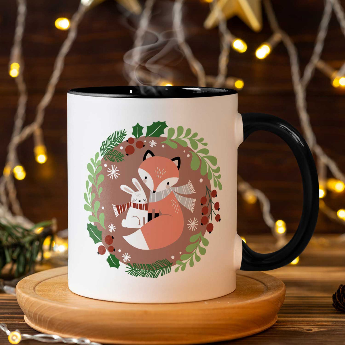 Bedruckte Tasse mit Weihnachtsmotiv - Winterfuchs