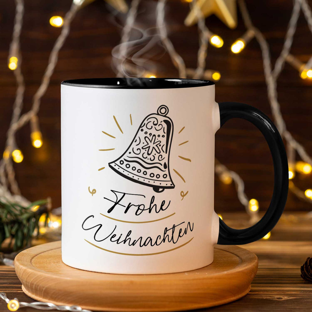 Bedruckte Tasse mit Weihnachtsmotiv im Weihnachtsglocke Design