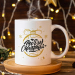 Bedruckte Tasse mit Weihnachtsmotiv im Weihnachtskugel Gold Design