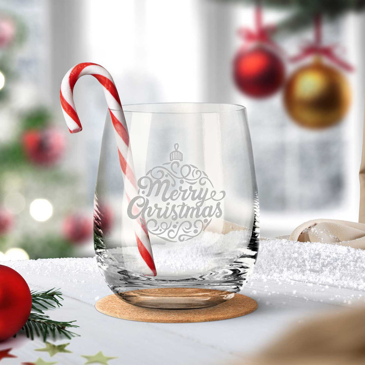 Teelicht mit Gravur - Weihnachtsdeko - Weihnachtskugel