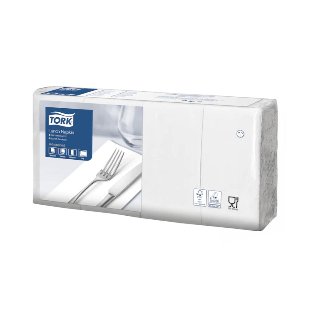 Tork 477402 Lunchservietten Weiß 1/8-Falz 2-lagig | Karton (10 Packungen)