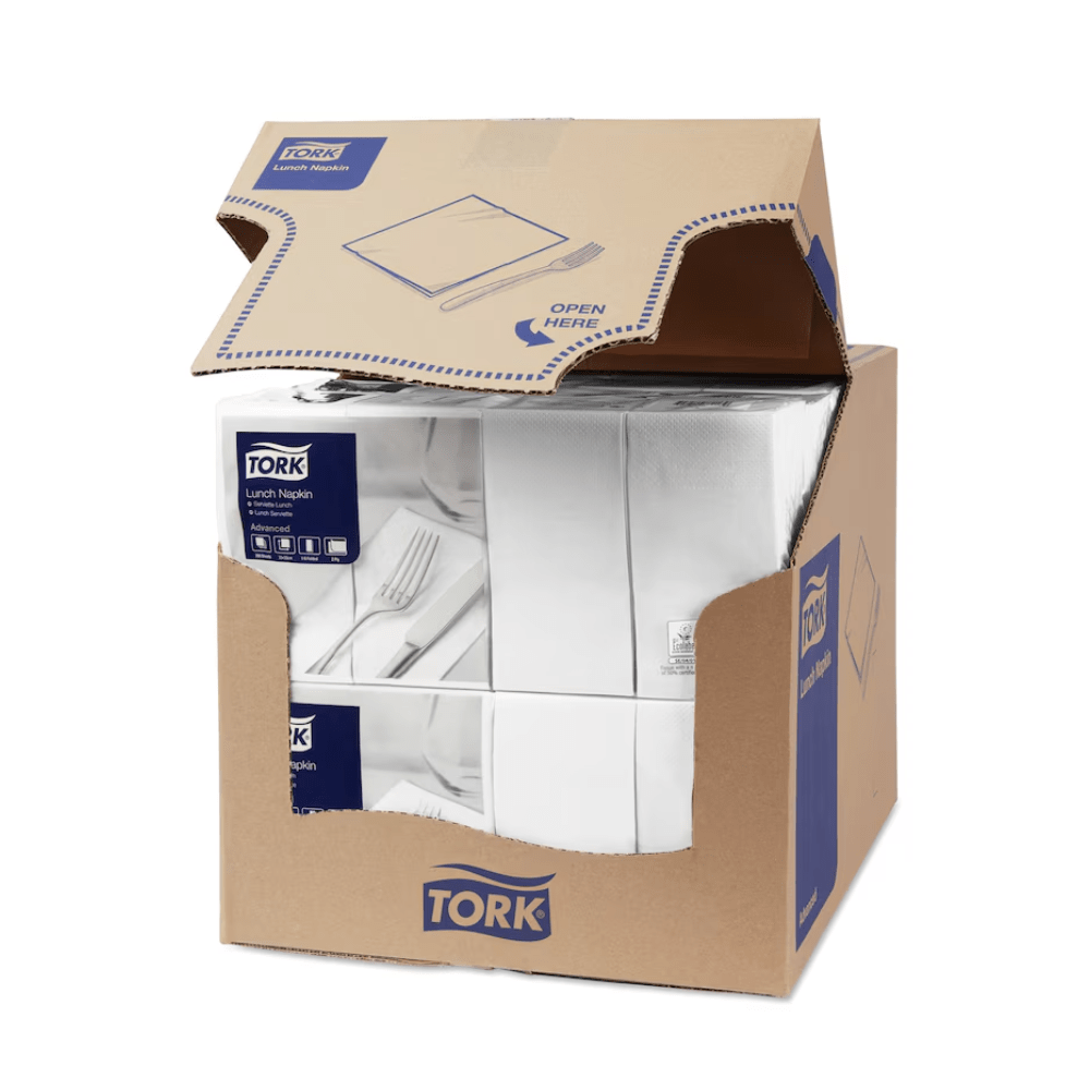 Tork 477402 Lunchservietten Weiß 1/8-Falz 2-lagig | Karton (10 Packungen)