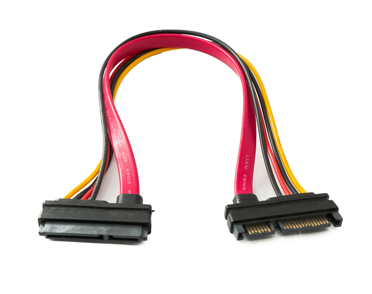 SATA Kabel 30 cm 22Pin 7+15 Stecker zu Buchse für Festplatte | System-S