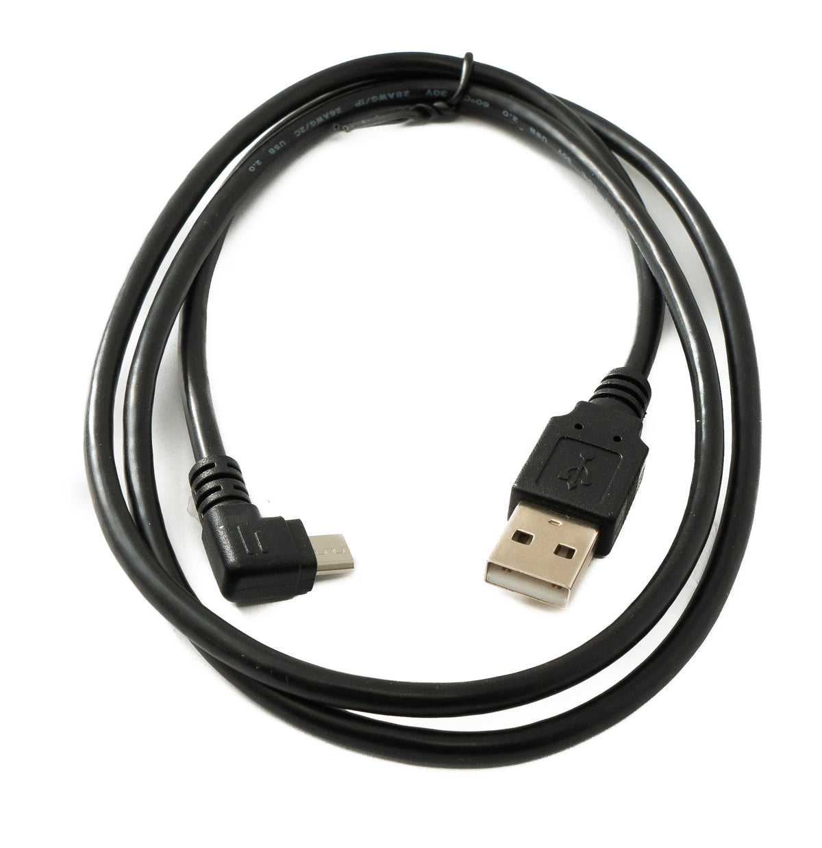 USB 2.0 Kabel 100 cm Micro B Stecker zu Typ A Stecker Right Angled Winkel in Schwarz | System-S