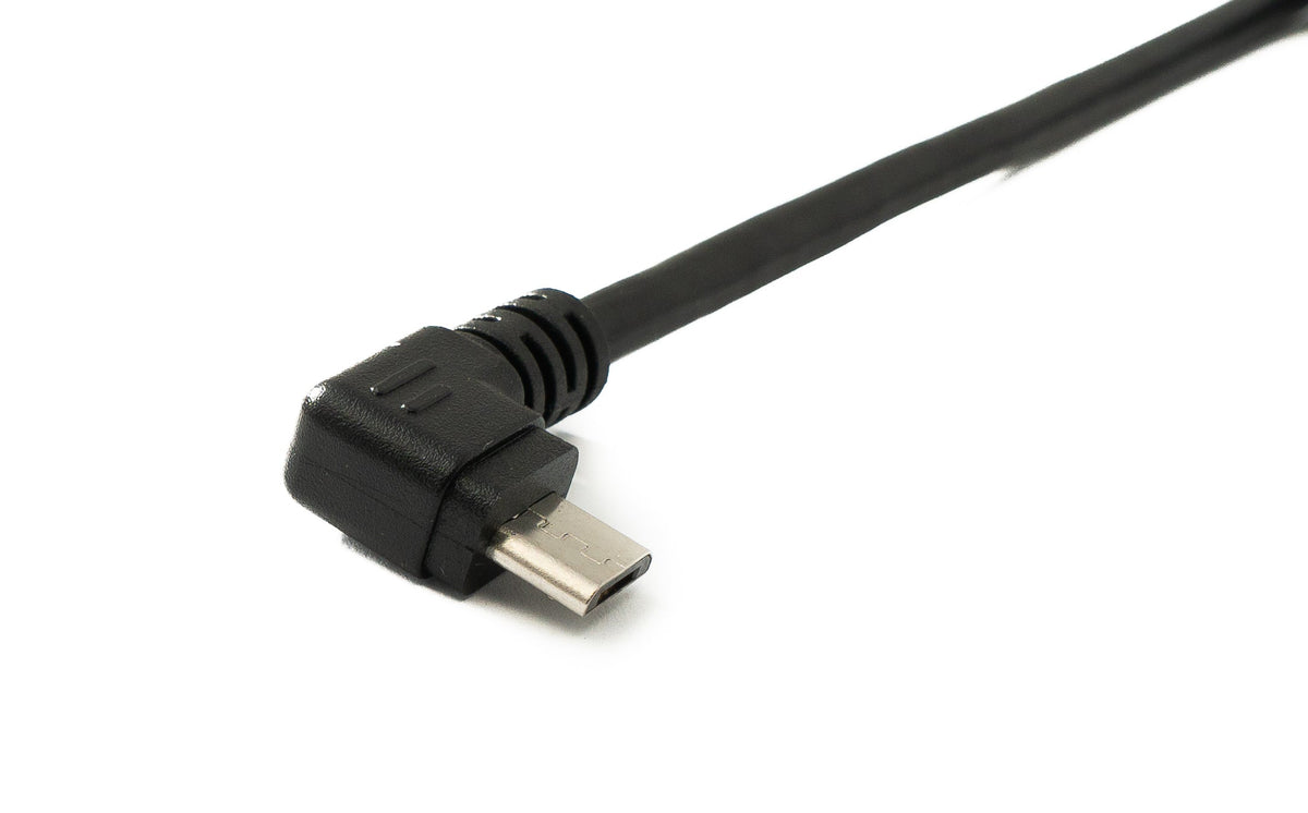 USB 2.0 Kabel 100 cm Micro B Stecker zu Typ A Stecker Right Angled Winkel in Schwarz | System-S