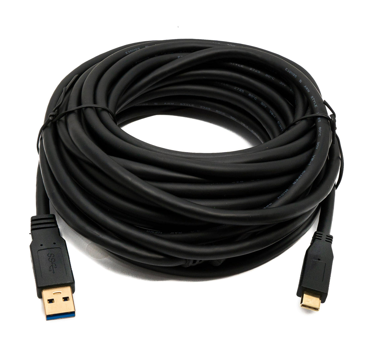 USB 3.1 Kabel 8 m Typ C Stecker zu 3.0 A Stecker 5 Gbit/s 100W in Schwarz | System-S