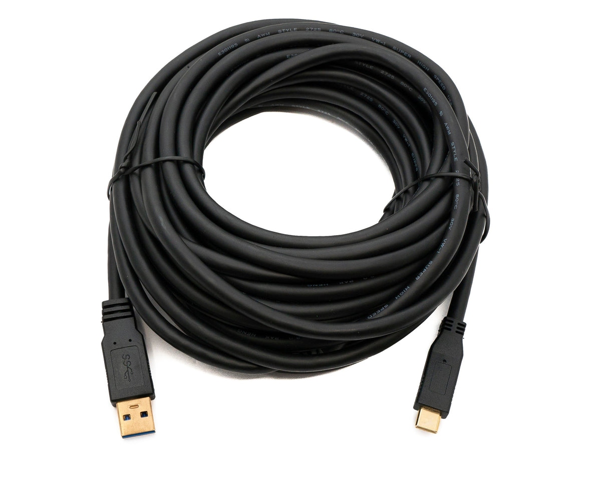 USB 3.1 Kabel 8 m Typ C Stecker zu 3.0 A Stecker 5 Gbit/s 100W in Schwarz | System-S