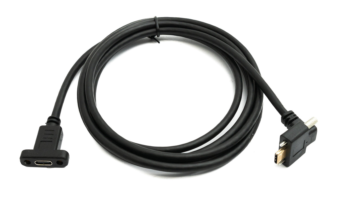 USB 3.1 Gen 2 Kabel 2 m Typ C Stecker zu Buchse Doppel Schraube Up Down Angled Winkel | System-S