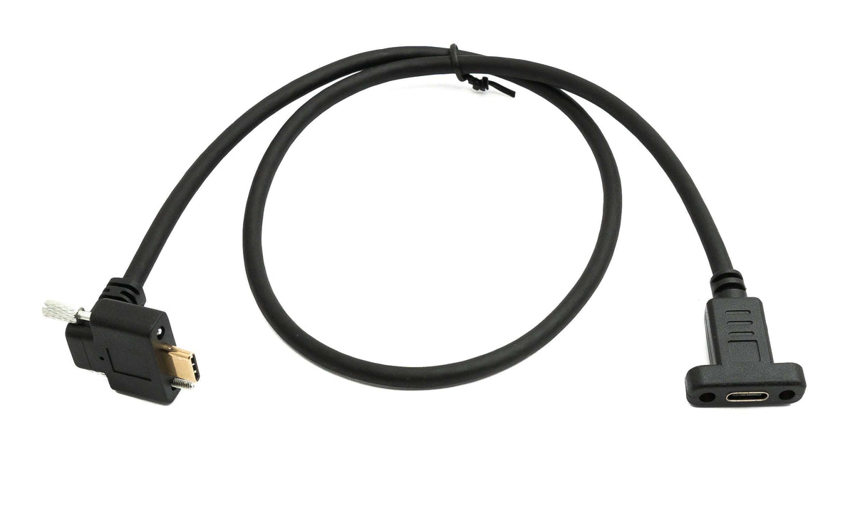 USB 3.1 Gen 2 Kabel 60 cm Typ C Stecker zu Buchse Doppel Schraube Up Down Angled Winkel | System-S