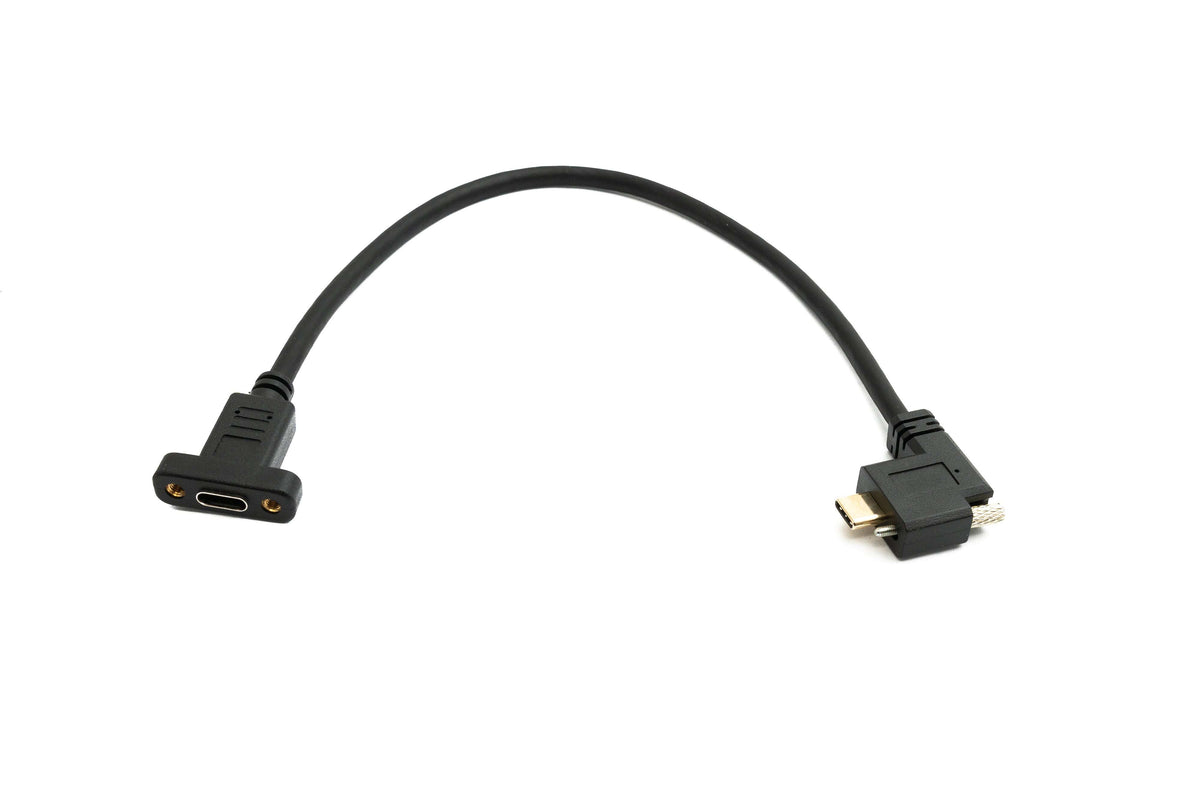 USB 3.1 Gen 2 Kabel 30 cm Typ C Stecker zu Buchse Einzel Schraube Left Right Winkel | System-S