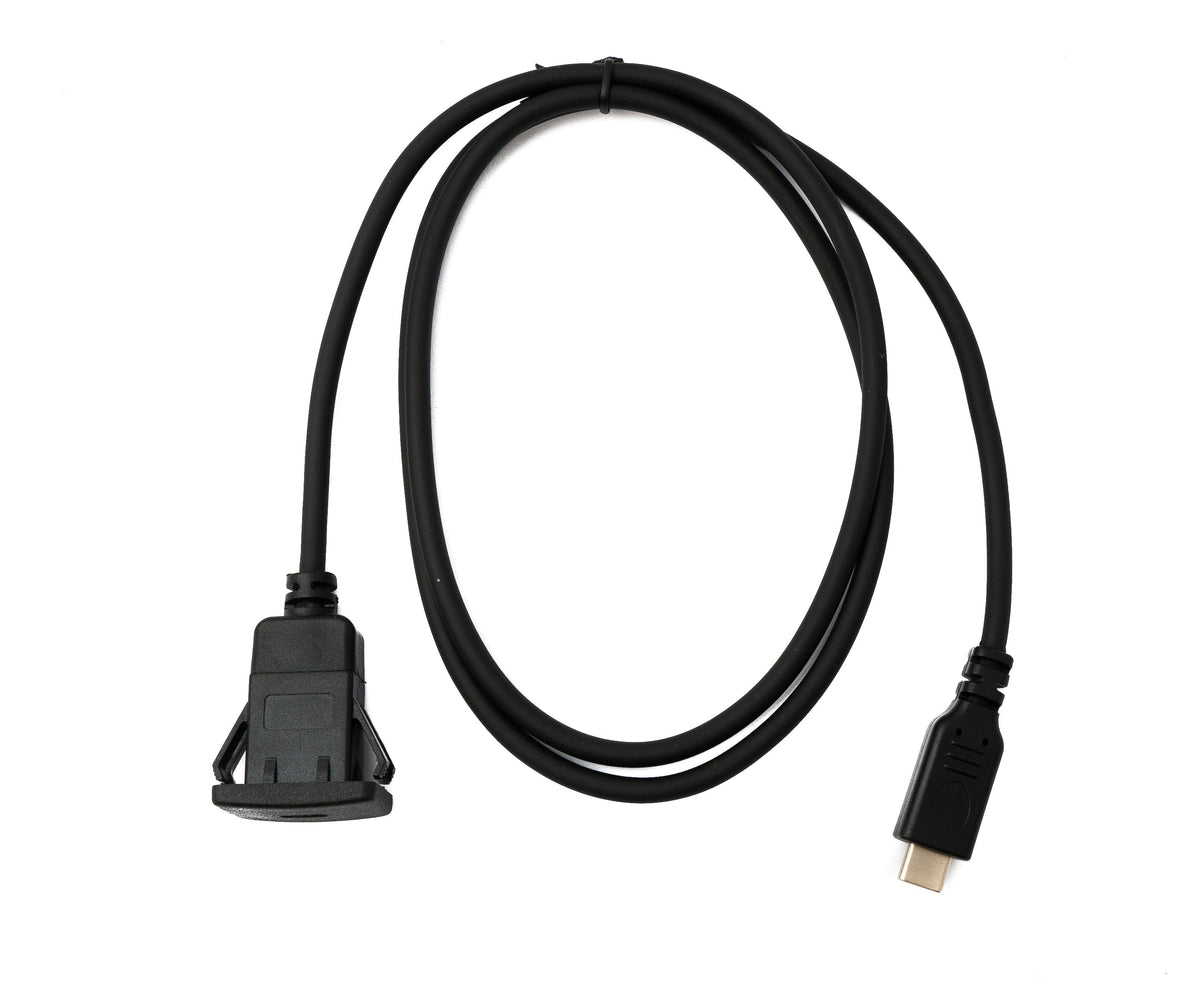 USB 3.1 Kabel 100 cm Typ C Stecker zu Buchse Panel Mount 5 Gbit/s in Schwarz | System-S