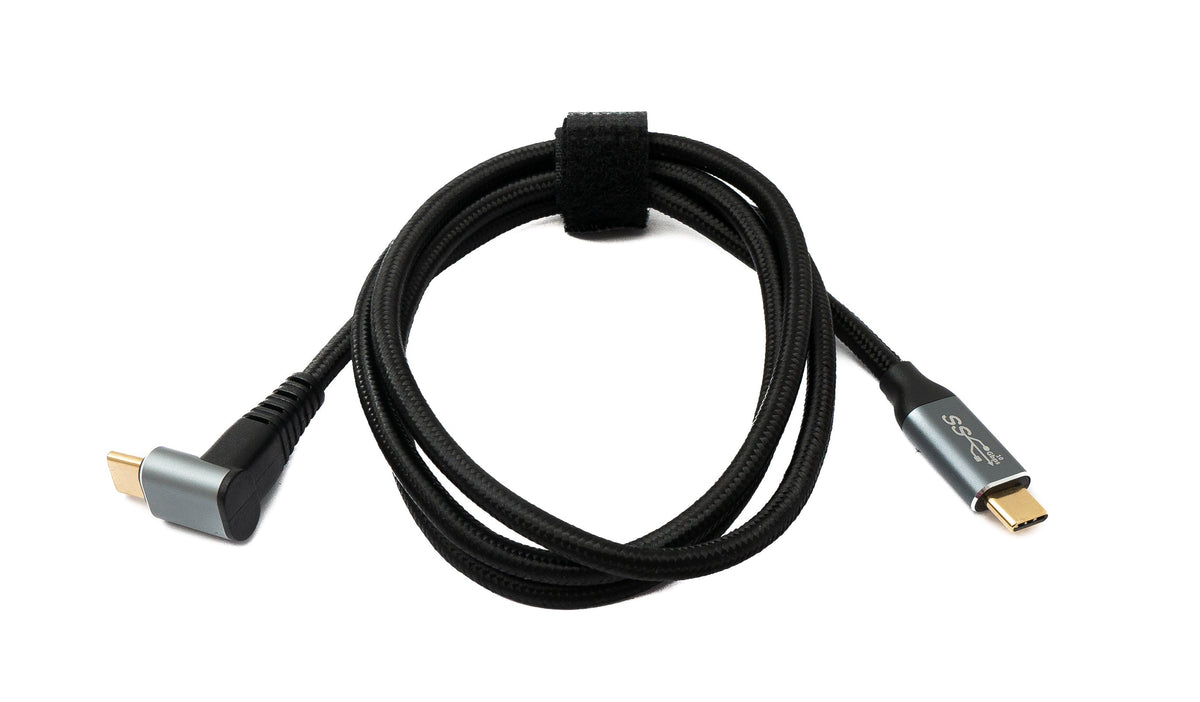 USB 3.1 Gen 2 Typ C Kabel 100 cm Stecker zu Stecker 10 Gbit/s 100W Winkel | System-S