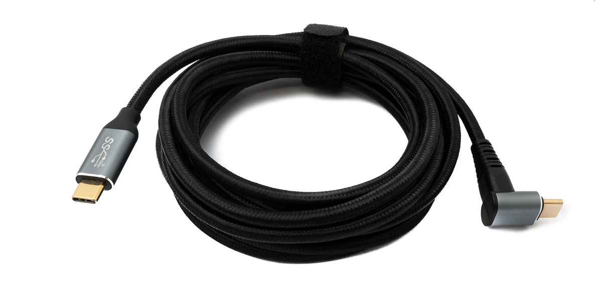 USB 3.1 Gen 2 Typ C Kabel 3 m Stecker zu Stecker 10 Gbit/s 100W Winkel | System-S
