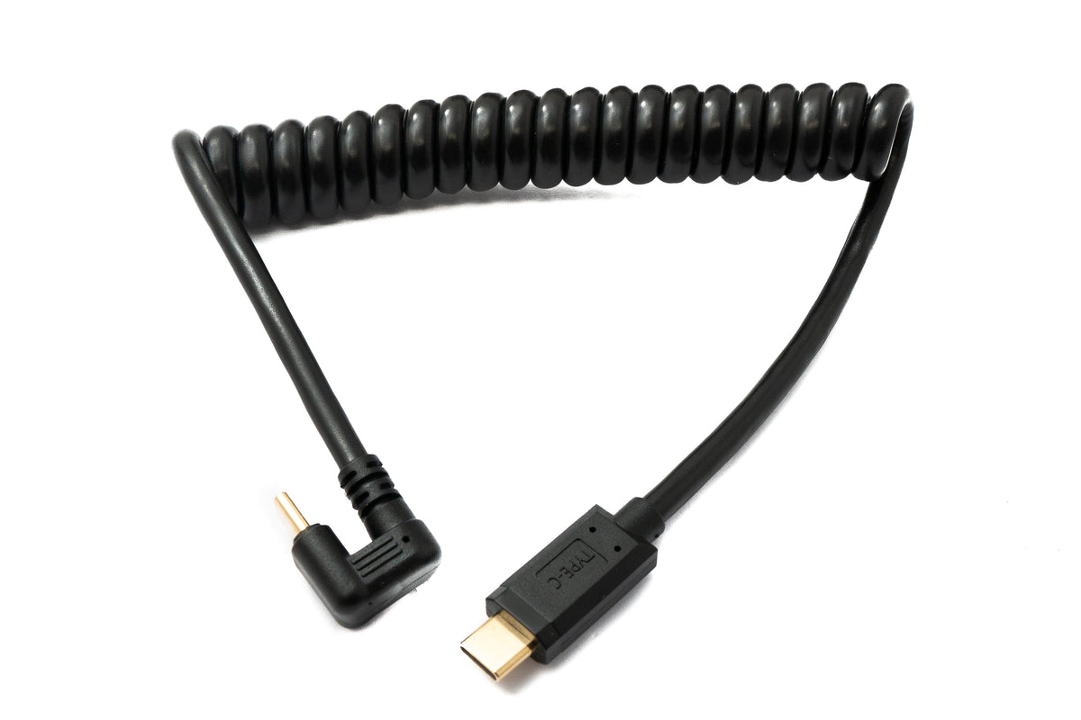 USB 3.1 Typ C Kabel 80 cm Stecker zu Stecker 5 Gbit/s Spirale U Turn 180° Winkel | System-S