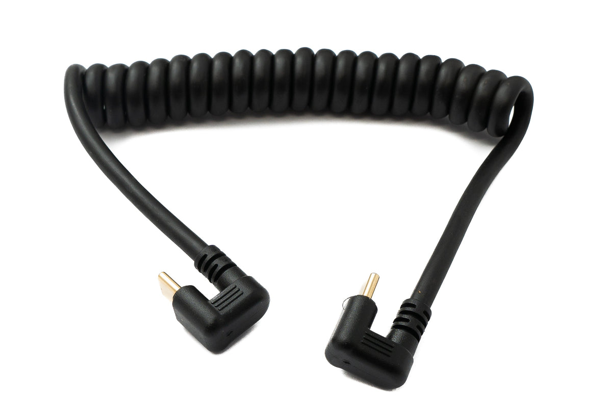 USB 3.1 Typ C Kabel 80 cm Stecker zu Stecker 5 Gbit/s Spirale U Turn 180° Winkel | System-S