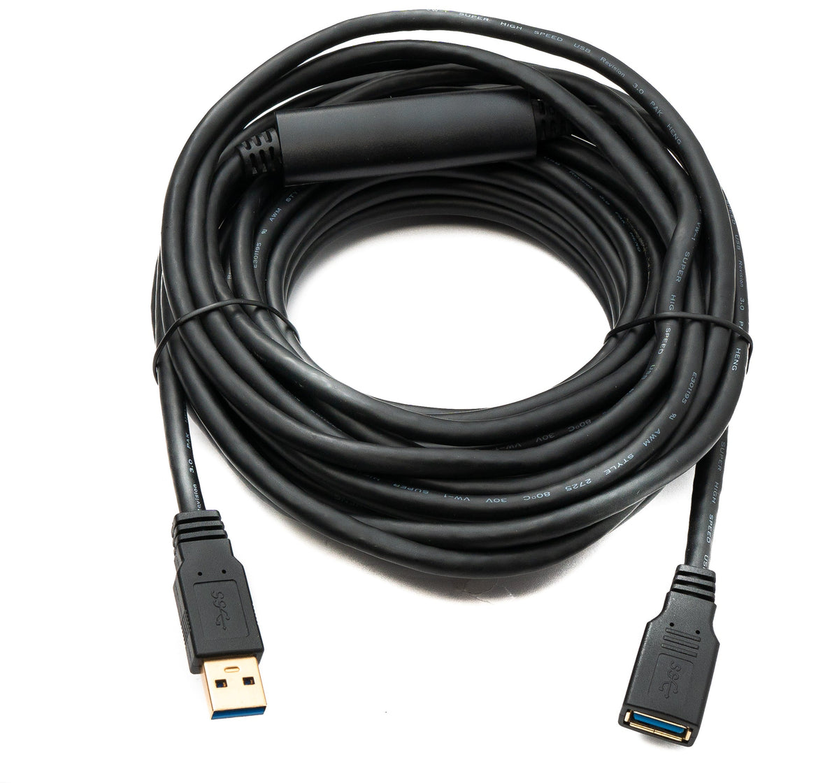 USB 3.0 Kabel 10 m Typ C Stecker zu Buchse 5 Gbit/s in Schwarz | System-S